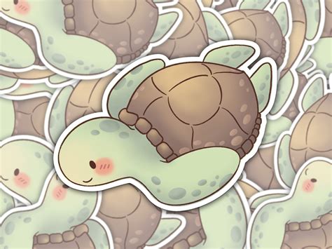 Sea Turtle Sticker Kawaii Turtle Water Bottle Sticker Cute - Etsy