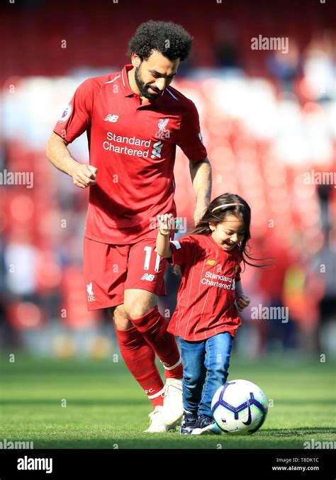 Liverpool's Mohamed Salah with daughter Makka after the Premier League ...