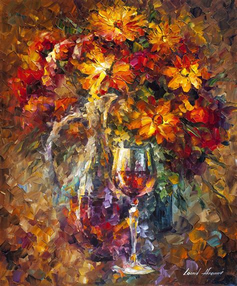 WINE FEELINGS — PALETTE KNIFE Oil Painting On Canvas By Leonid Afremov | Wine wall art, Oil ...