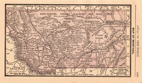 1888 Antique MONTANA State Map Vintage Miniature Map of Montana Gallery Wall Office Decor ...