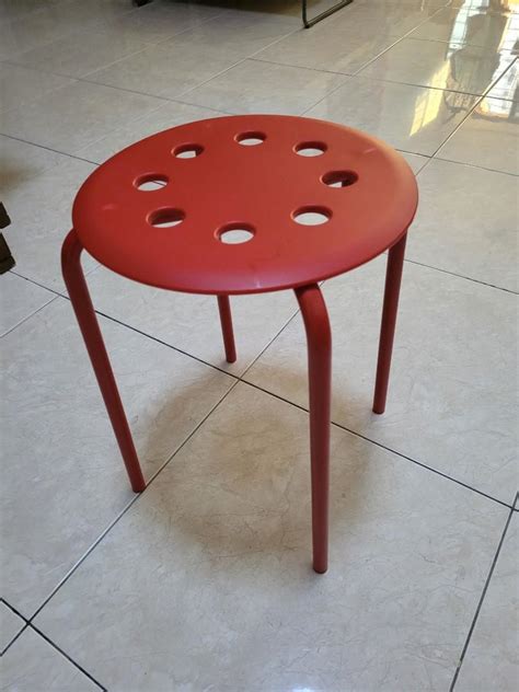 Ikea red stool (left last 3), Furniture & Home Living, Furniture, Chairs on Carousell