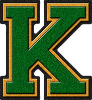 Presentation Alphabets: Green & Gold Varsity Letter K