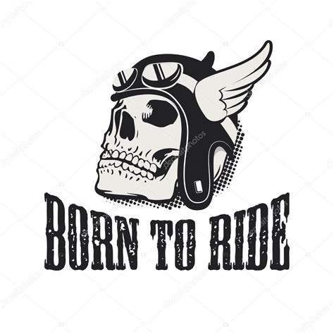 Skull in winged motorcycle helmet. Born to ride. Stock Vector by ©art-l ...