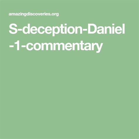 S-deception-Daniel-1-commentary | Bible class, Daniel, Bible