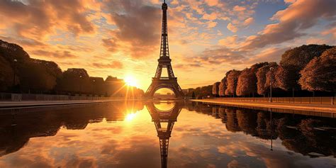 Eiffel Tower at sunset in Paris, France ,Generative AI 28533301 Stock ...