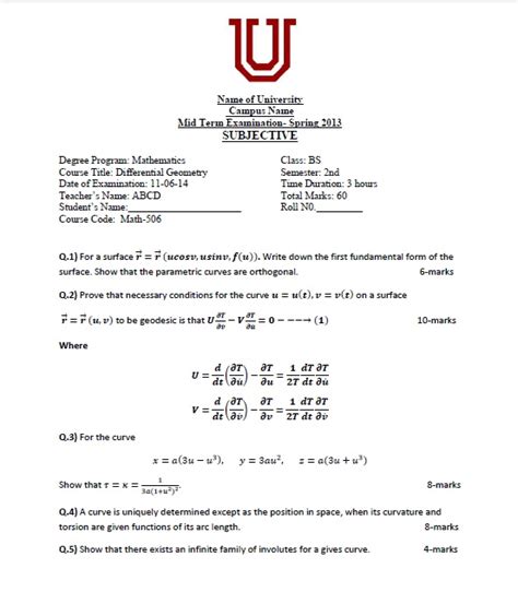 Format Of Mcq Question Paper