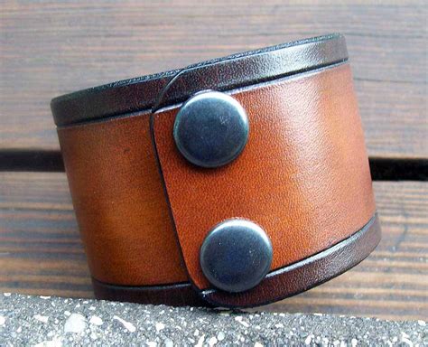 Two Tone Wide Leather Wristband – Old School Leather Co.