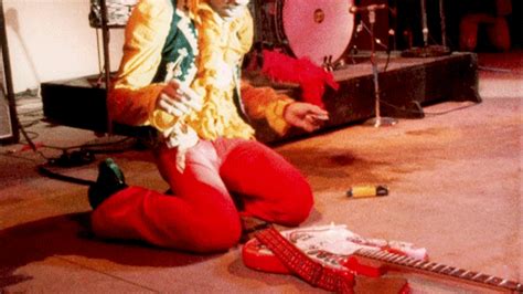 Jimi Hendrix sets his guitar on fire at the Monterey Pop Festival ...