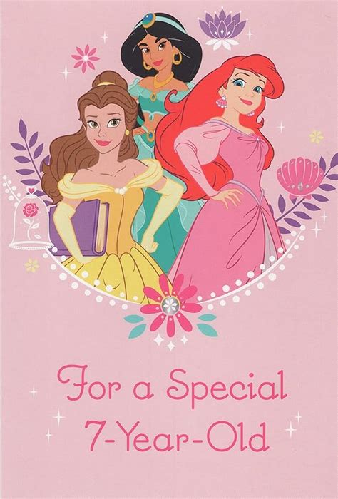 Amazon.com : Princess Happy 7th Seventh Birthday Card (Age 7) Featuring ...