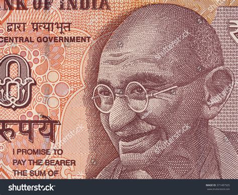 Mahatma Gandhi Portrait On Indian 10 Rupee Banknote Macro, India Money ...