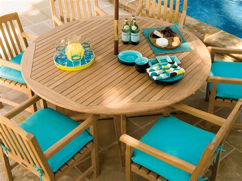 Outdoor Dining Table With Umbrella Hole - Umbrella Table Round Dining Aluminum Hole Woodard Cast ...