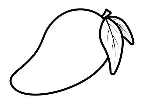 Black Line Mango Fruit Coloring Page Vector Illustration Image on White Background for Preschool ...