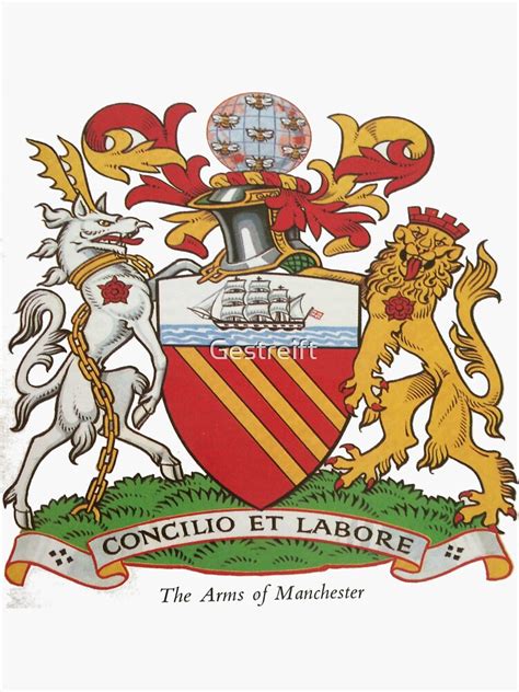 "Coat of Arms Manchester" Sticker for Sale by Gestreift | Redbubble