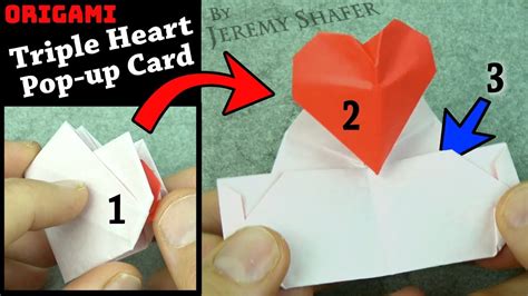 Origami TRIPLE Heart Pop-up Card! - YouTube