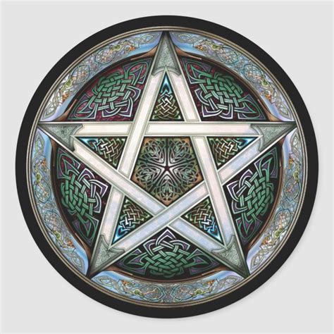 Silver Pentacle Stickers | Zazzle | Pentacle, Green knight, Celtic