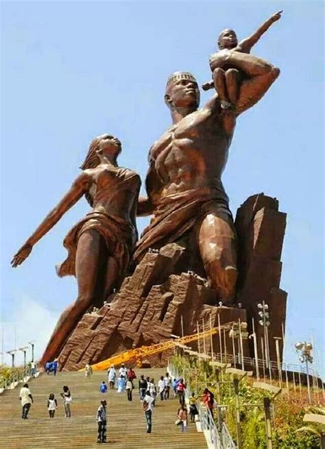 The African Renaissance Monument in Dakar, Senegal. It's made of bronze and it's 60 meters tall ...