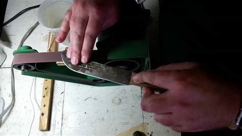 Sharpening an Antique Old Hickory Knife with Harbor Freight Belt Sander - YouTube