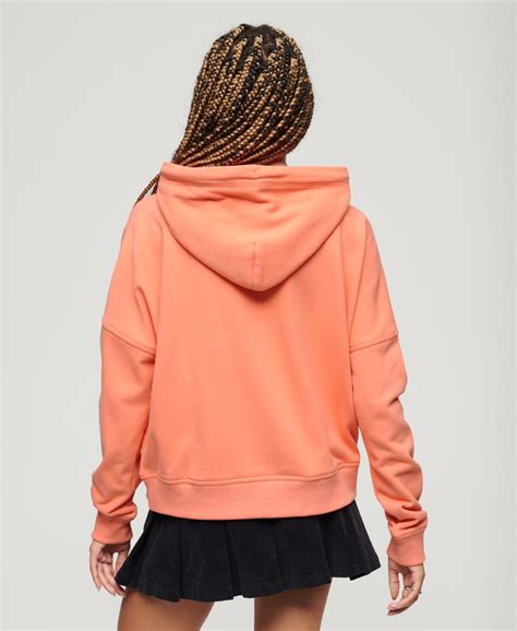 Womens - Sportswear Logo Boxy Hoodie in Fusion Coral | Superdry UK