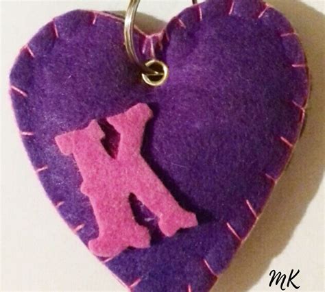 Keychain for Men, Keychain With Initial, Initial Keychain, Purple Keychain With Initial, Felt ...