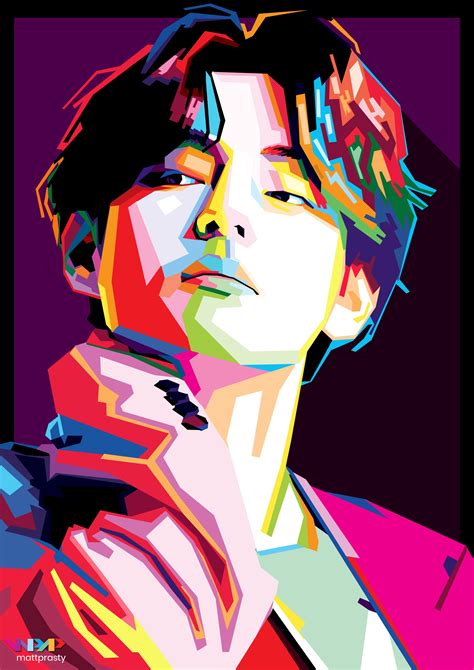 'V' Kim Taehyung WPAP art by Matt Prasty in 2021 | Wpap art, Pop art drawing, Wpap