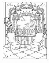 Garden Patio Coloring Page Printable Adult Coloring  Etsy sketch template