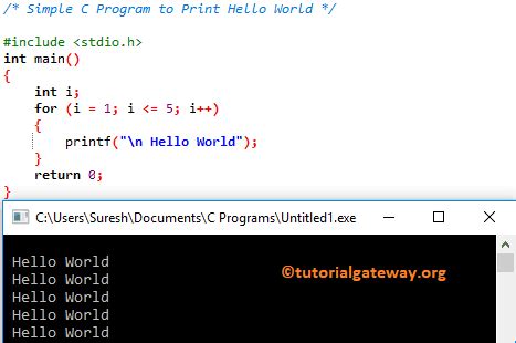 C Program to Print Hello World