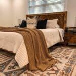 Boho Bedroom With Wooden Herringbone Headboard - Soul & Lane