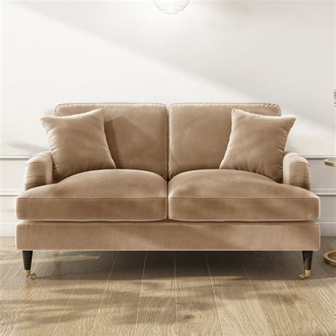 Beige Velvet 2 Seater Sofa - Payton - Furniture123