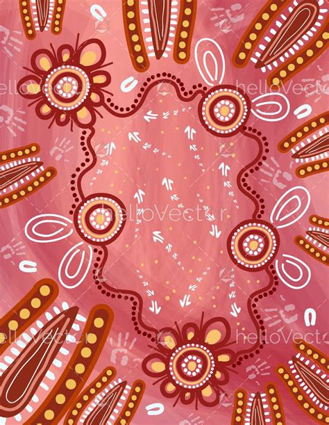 Pink aboriginal style of artwork - Download Graphics & Vectors