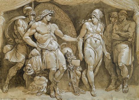 Briseis leaving Achilles' Tent Drawing by Giuseppe Cades