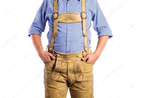 Unrecognizable man in traditional bavarian clothes, hands in poc Stock Photo by ©halfpoint 122911664