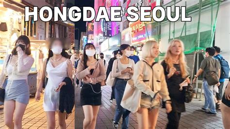 [4K] Hongdae Seoul night walk-Hongdae street a lot of nightlife kinds of fashion on the week ...