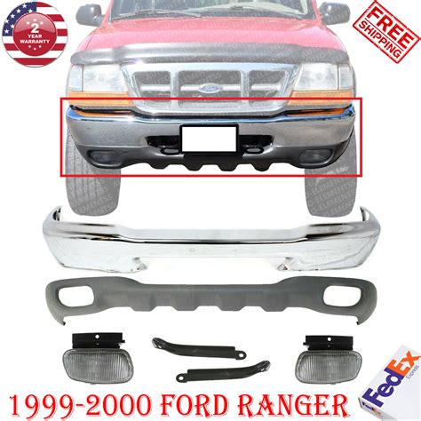 Front Bumper Chrome Steel Kit w/ Fog Light For 1999-2000 Ford Ranger XL XLT | eBay