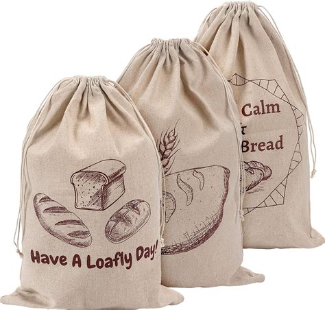 Amazon.com: Linen Bread Bags for Loaf Storage, Bags for Homemade Breads, Pack of 3 Reusable ...