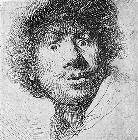 Self-portrait in a cap, with eyes wide open, etching and burin, 1630 ...