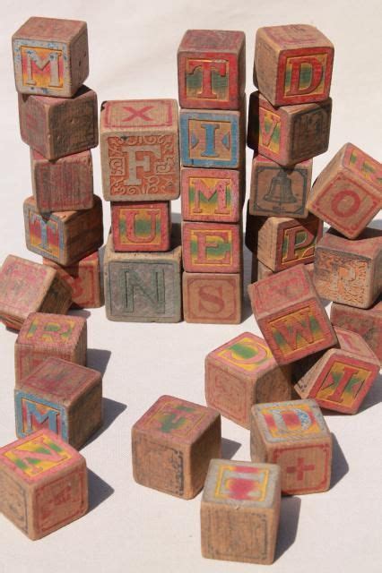 antique vintage wood alphabet blocks, primitive worn old children's letter blocks | Alphabet ...