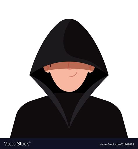 Hacker with black clothes on white background Vector Image