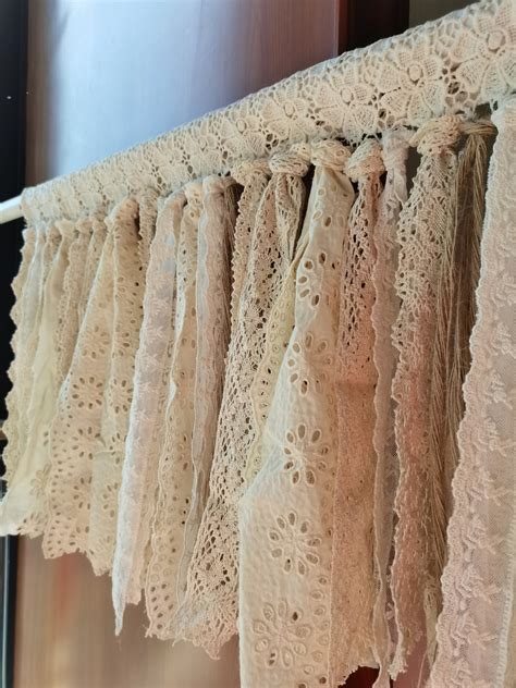 Romantic Kitchen Valance Burlap Ivory Lace Decor Kitchen - Etsy