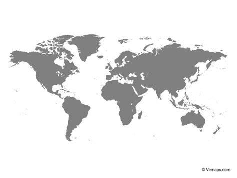 Grey Map of the World - Miller projection | Free Vector Maps | Map vector, Illustrations posters ...