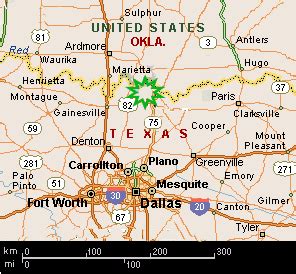 Map of Dallas Texas and Sherman TX