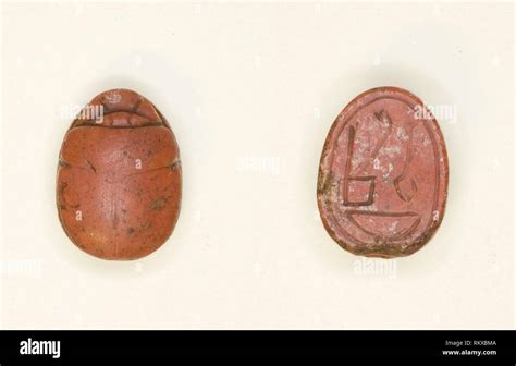 Scarab: Hieroglyphs (Red Crown, nfr- and nb-Signs: Trigramme of Amun) - New Kingdom, Dynasties ...