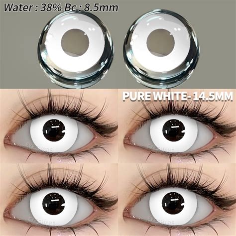 {COD}-Cosplay Contact Lenses 1 Pair Halloween of Pure Black and White ...