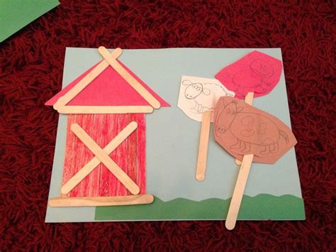 Popsicle stick farm animals & barn. Simple for kids craft | Kids ...