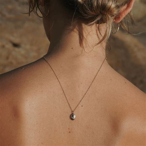 Wishing Stone Necklace Gold Pebble Necklace, Diamond Pebble Pendant ...