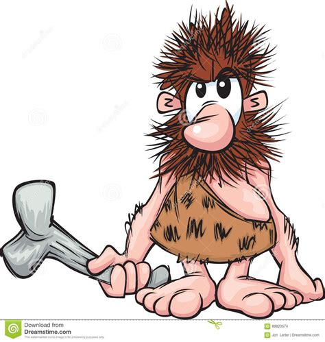 Photo about A hairy cartoon caveman with his club. Illustration of look ...