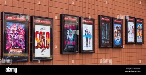 HICKORY, NC, USA-6 JUNE 18: Posters advertising movies showing in a ...