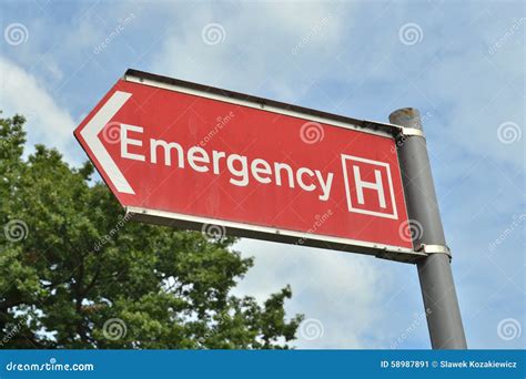 Hospital Emergency Street Sign Stock Image - Image of health, street: 58987891