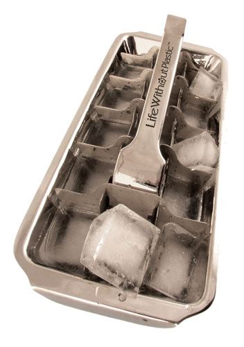 This Stainless Steel Ice Cube Tray with a lever handle is a durable non plastic product. Just ...