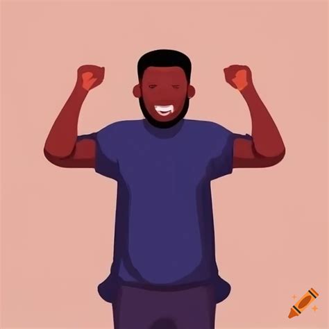 Outline of a happy black man shrugging his shoulders