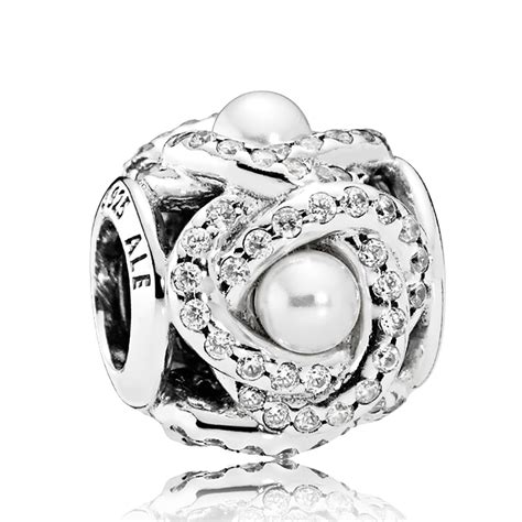 PANDORA Luminous Love Knot Crystal Pearl & CZ Charm - 792105WCP | Ben Bridge Jeweler